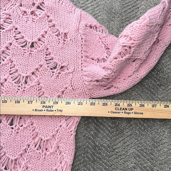 Red Valentino Pink Open-Knit Wool Blend Sweater Size M Made in Italy - Picture 6 of 11